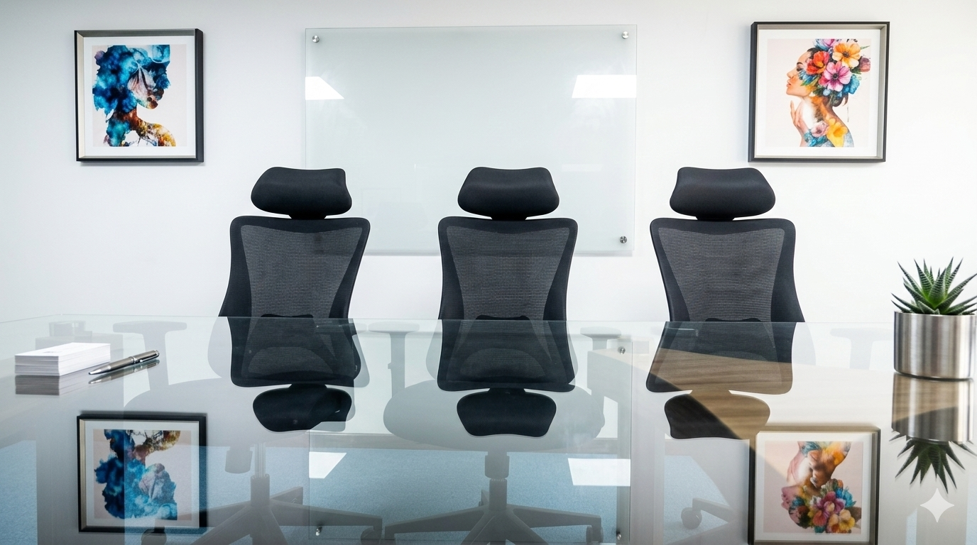 Sala de reuniones del estudio — atención a clientes